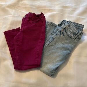 GAP Jean bundle of two pink super skinny &  blue distressed flare girls size 5